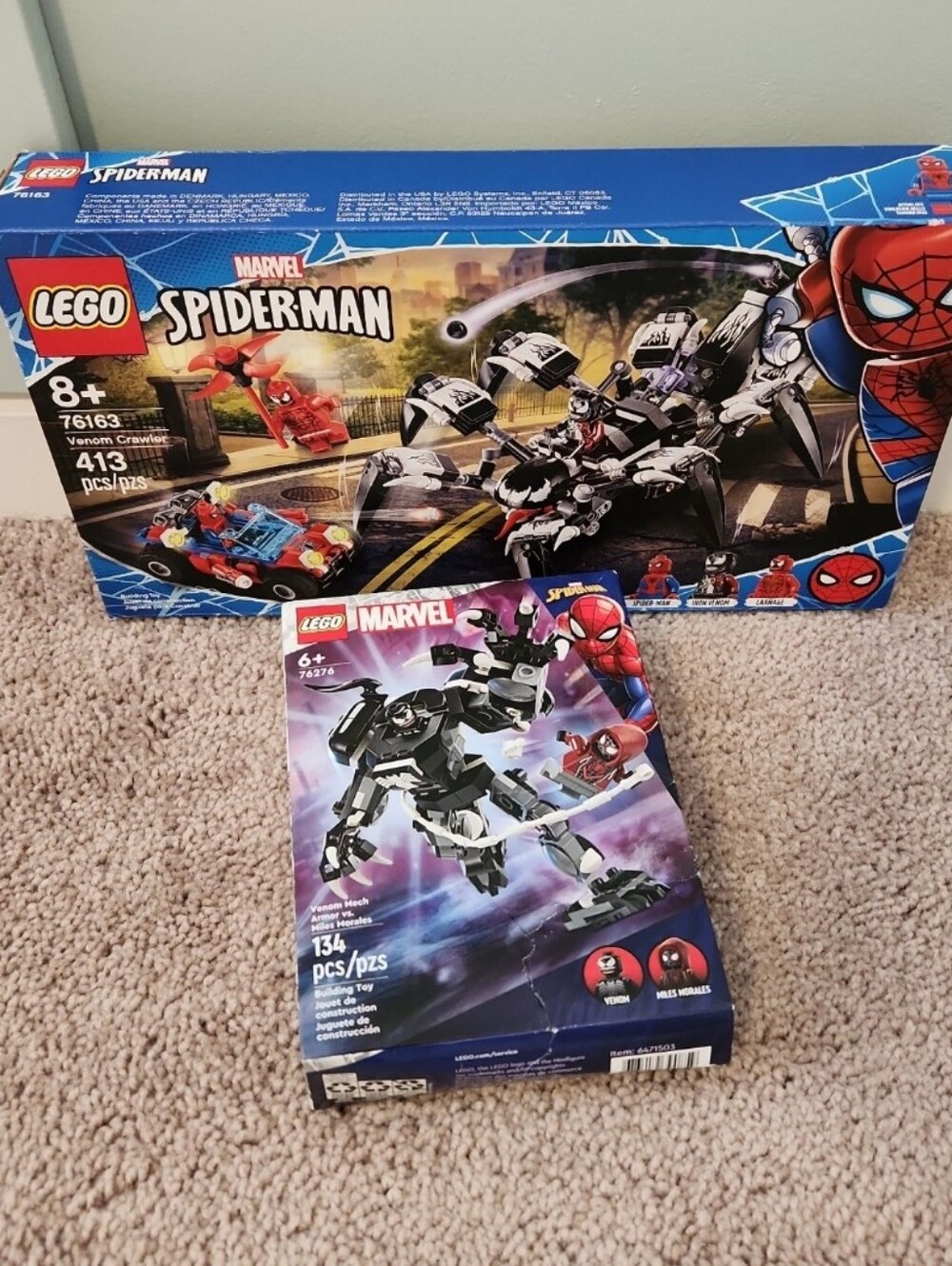 New Lego Marvel Spiderman venom crawler 76163 and venom mech miles morales 76276